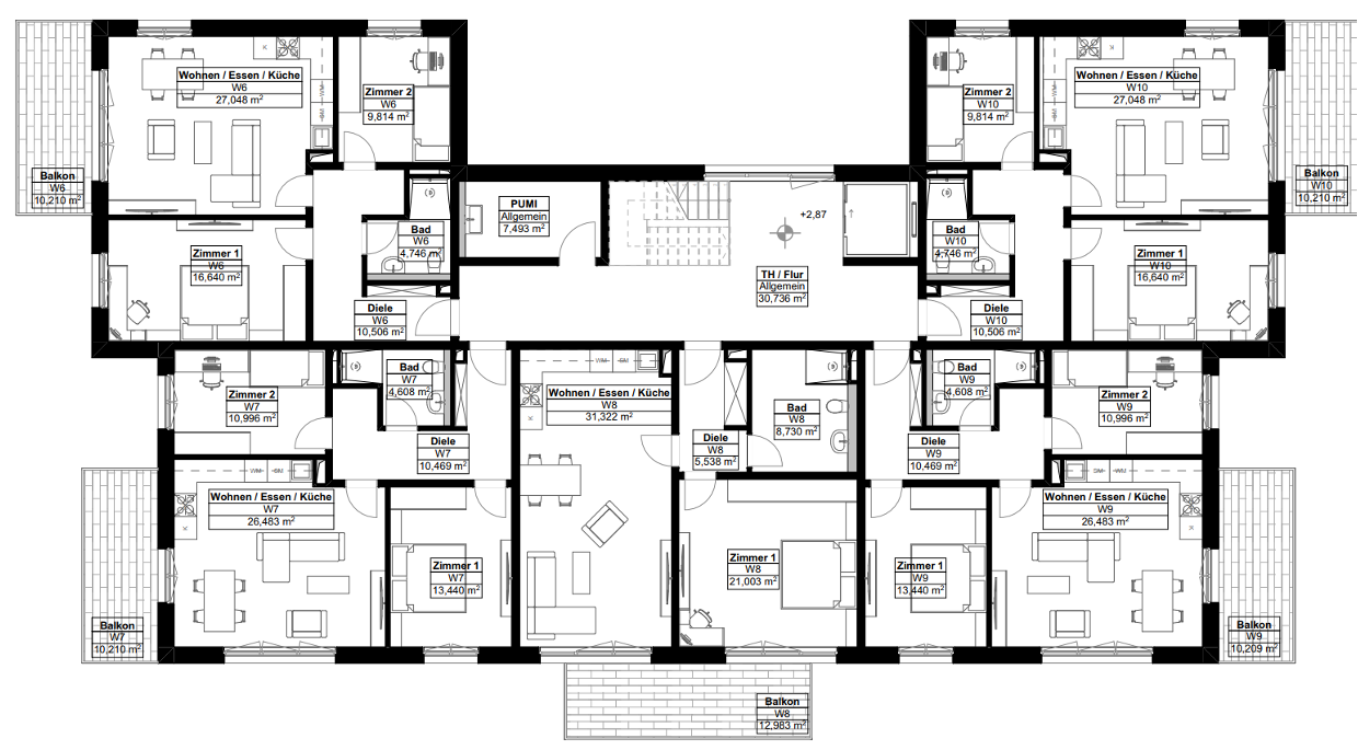 Grundriss eines Beispielgebäudes